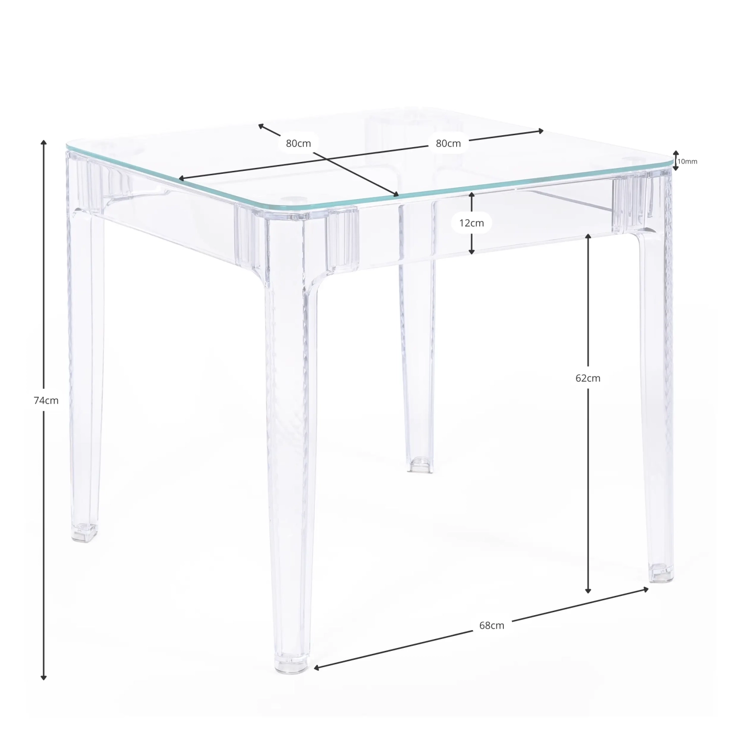 Ghost Kvadratiskt matbord 80 cm : Transparent Modern Design