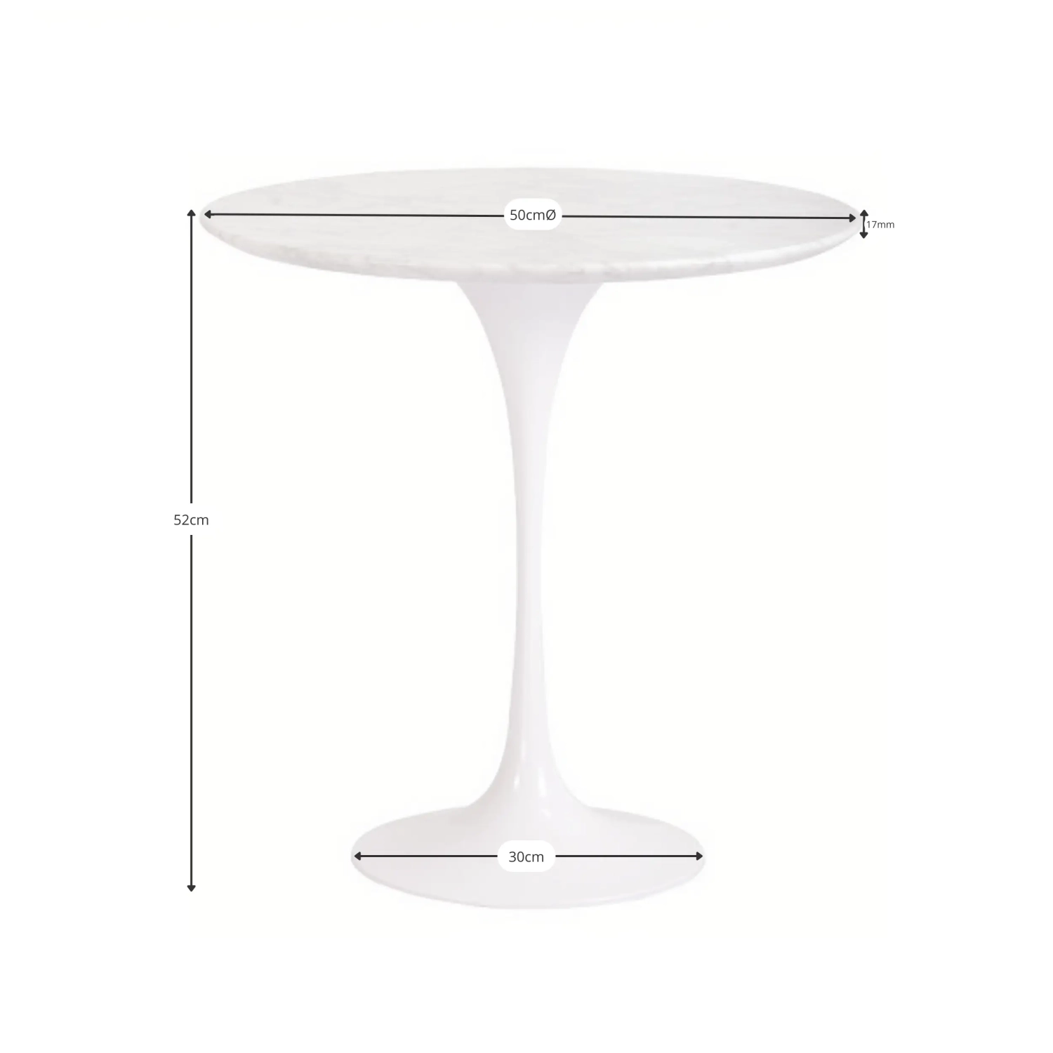Inspiratie Bijzettafel Tulip Carrara Marmer Ø50 cm | Mobelarium