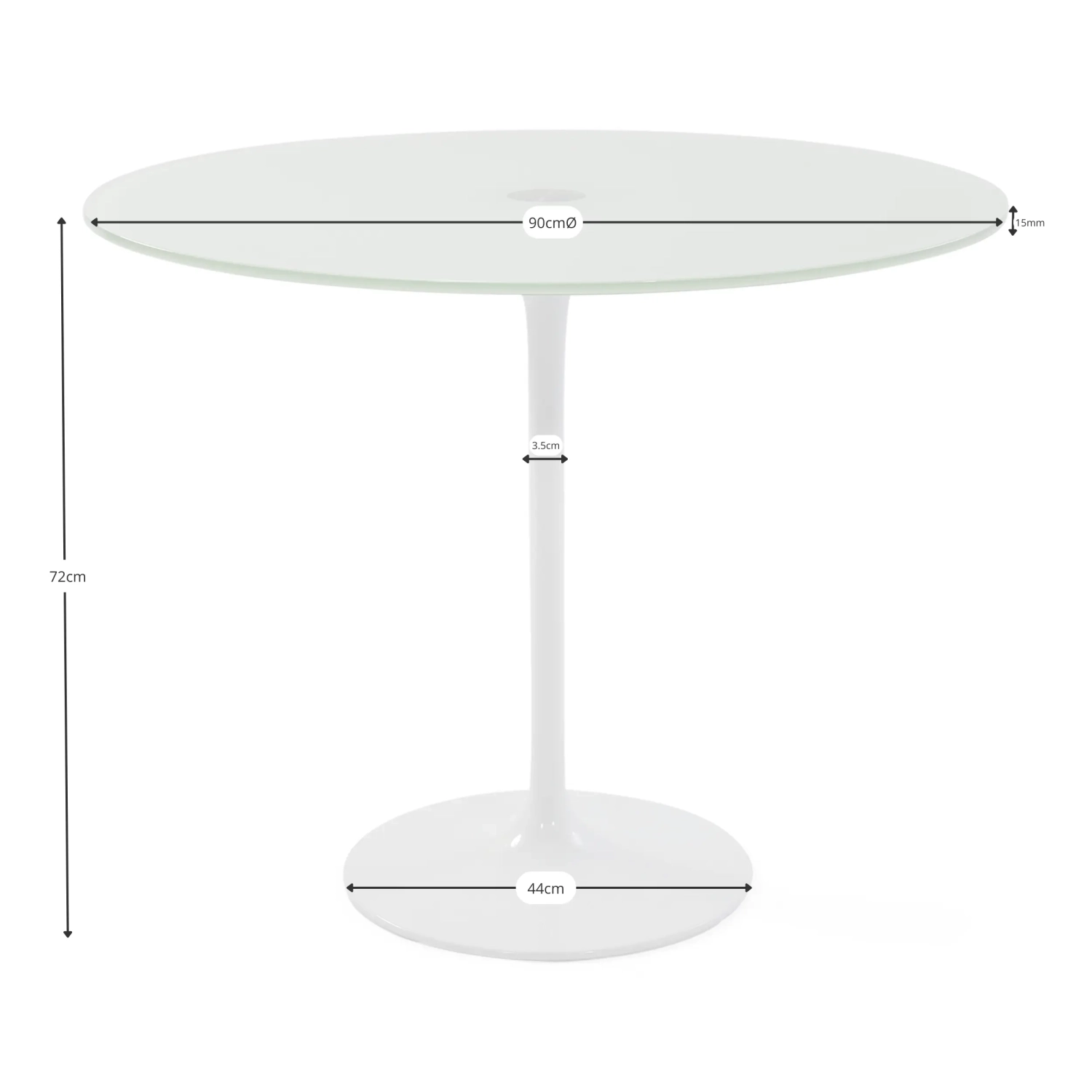 Table Tulip table en verre 90 cm | moderne et élégante | Meubles Concept
