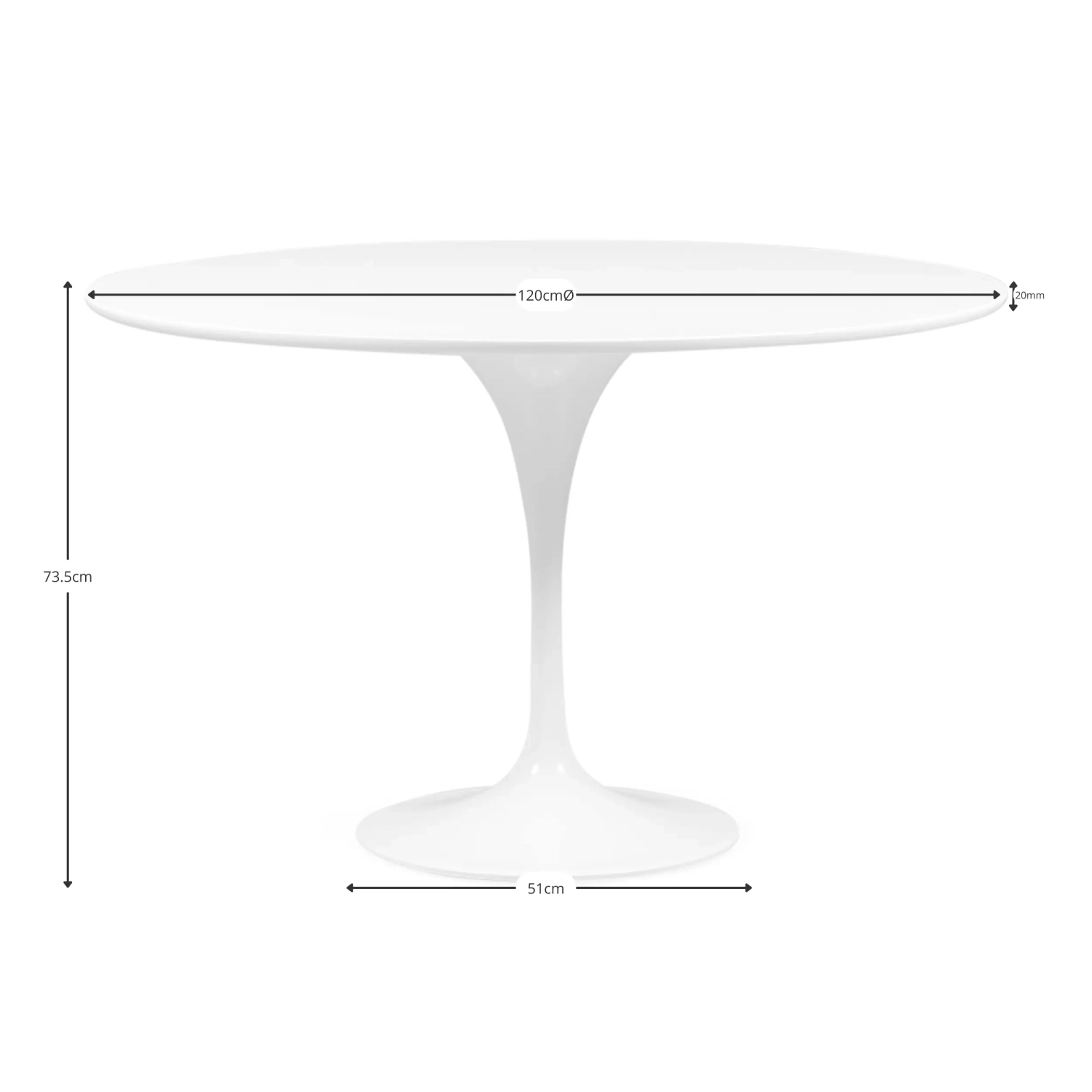 Mesa de Jantar Inspiration Tulip Style 120cm - Design de Móveis