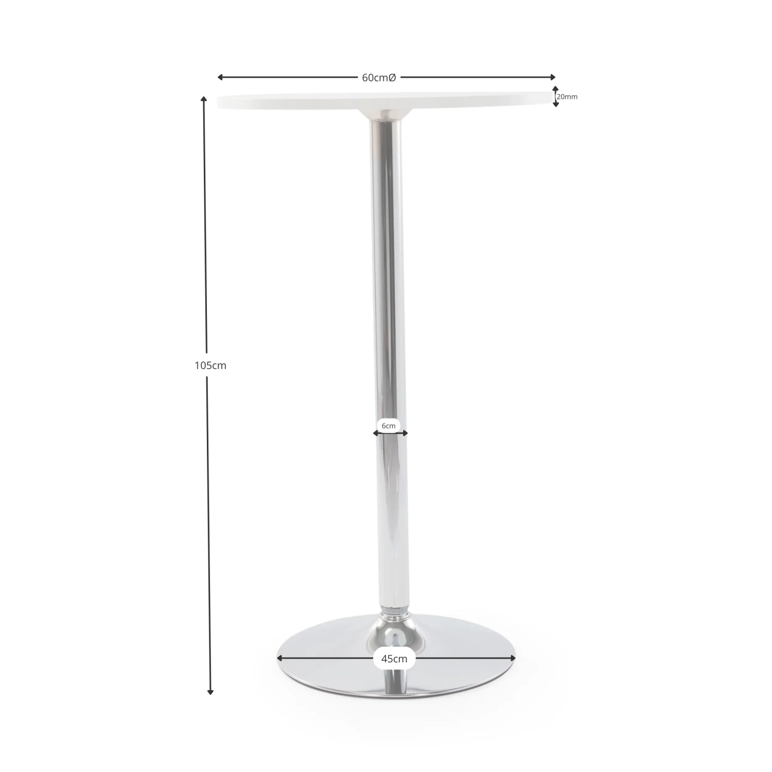 Vysoký stůl Boom 60 cm - Moderní stůl s chromovanou podnoží do kuchyně nebo baru