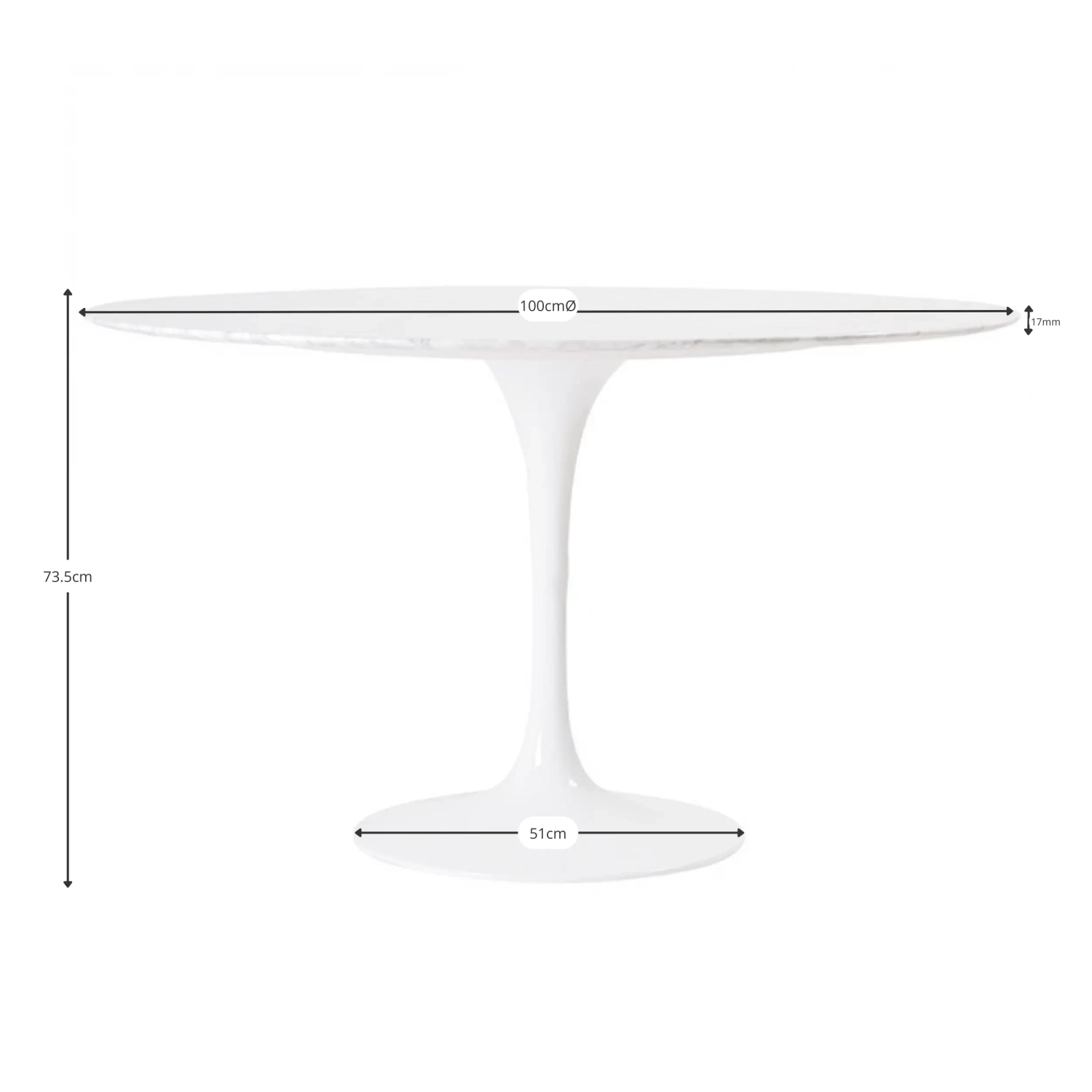 Inspiración Mesa de diseño Tulip 100Ø de Mármol Carrara - Mueble Design
