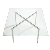Mesa Mies Van Der Rohe 100x100cm : Vidro temperado e aço inoxidável