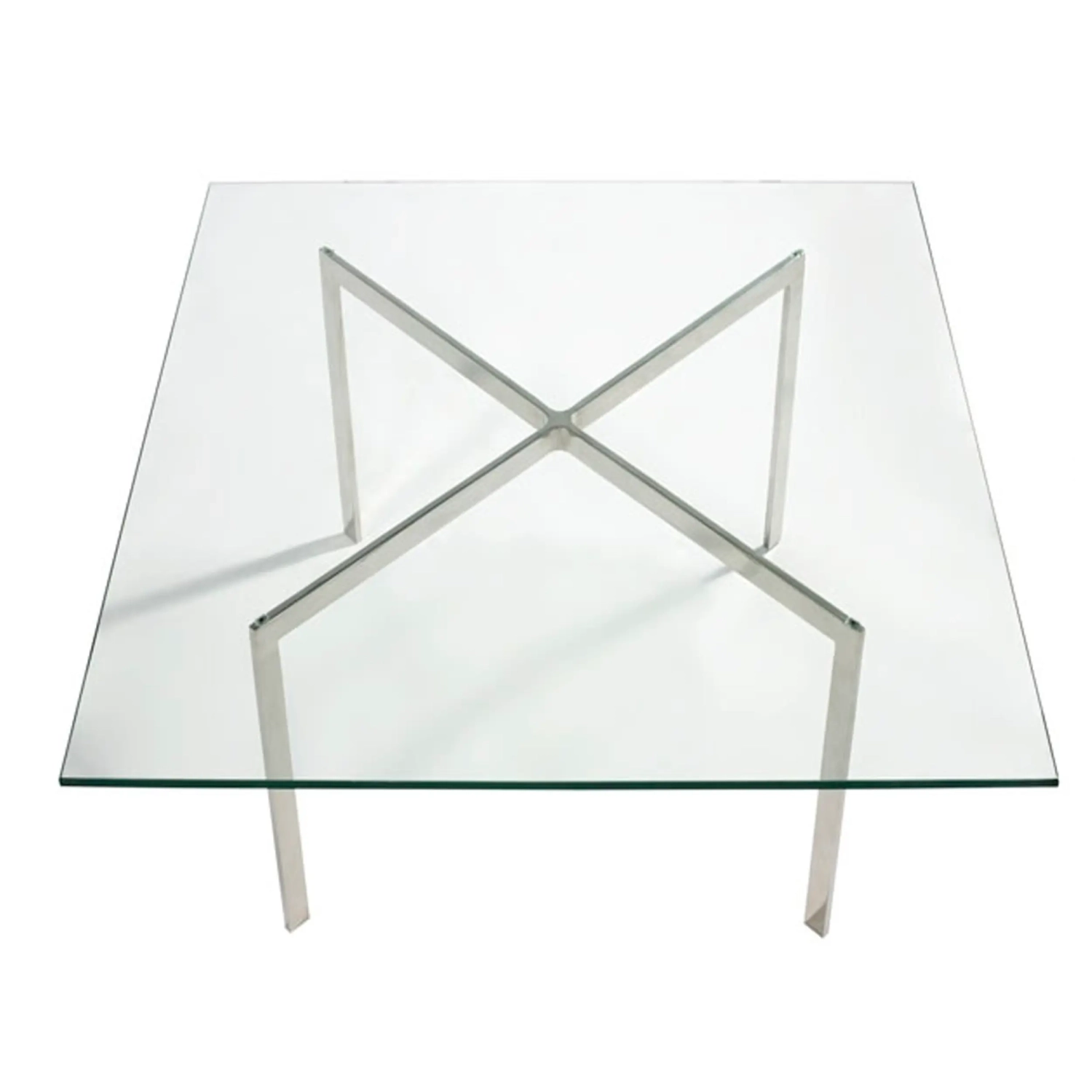 Mesa Mies Van Der Rohe 100x100cm : Vidro temperado e aço inoxidável