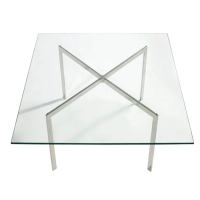 Stůl Mies Van Der Rohe 100x100 cm : tvrzené sklo a nerezová ocel