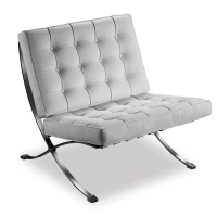 Chaise Barcelona Chair avec Ottoman en Simili Cuir - Meubles Concept