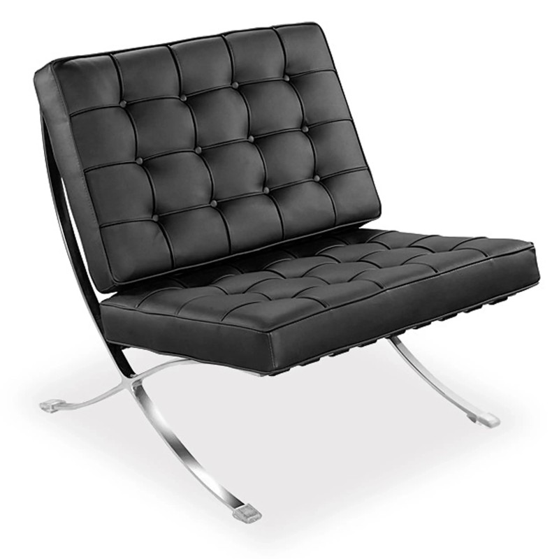 Barcelona Chair mit Ottoman aus Kuntsleder - Design Sessel - Mobelarium