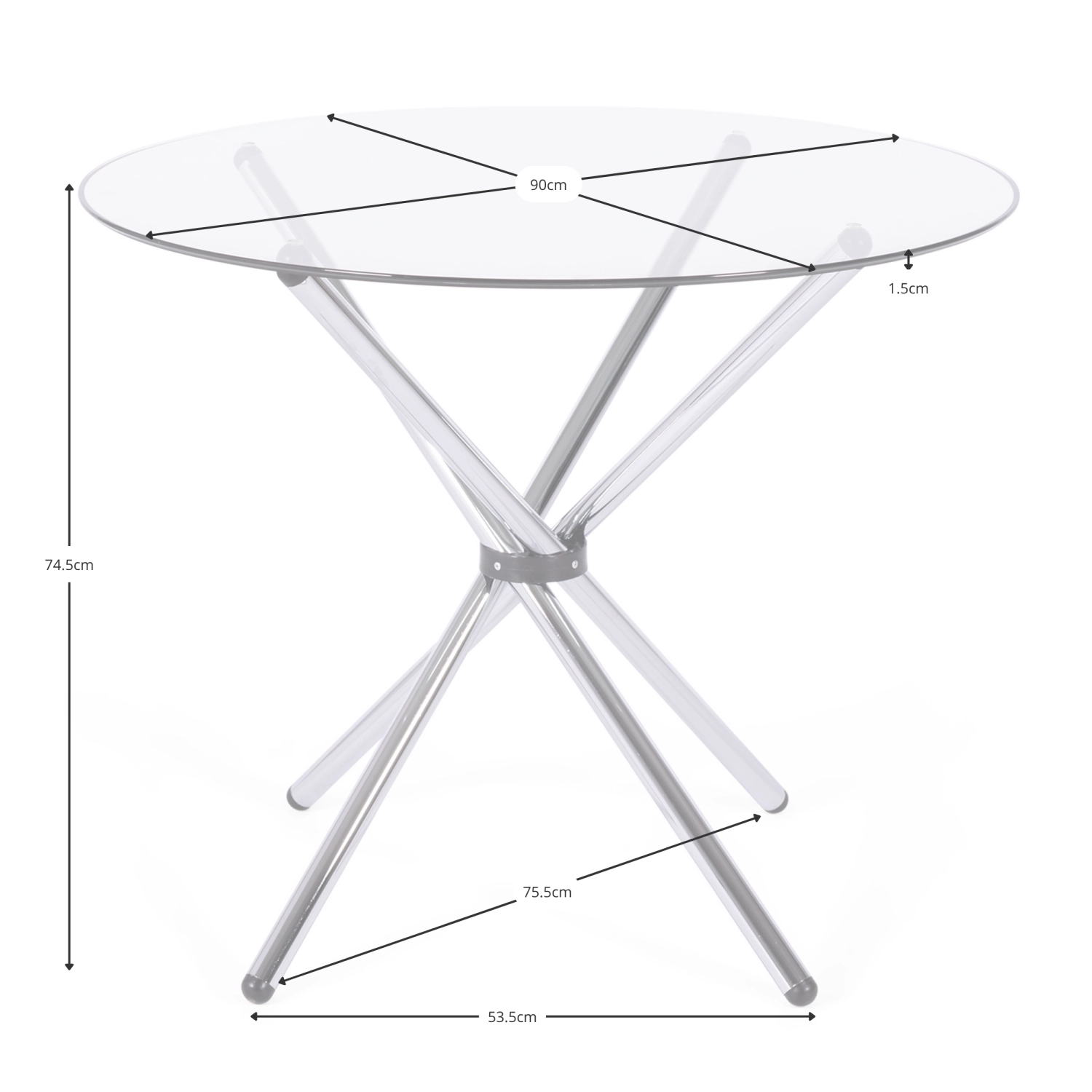 Tavolo rotondo in vetro 80 cm | Design moderno per cucina e sala da pranzo