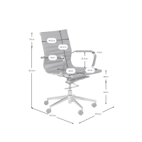 Task office chair with low backrest | Modern design in leatherette and chrome-plated steel
