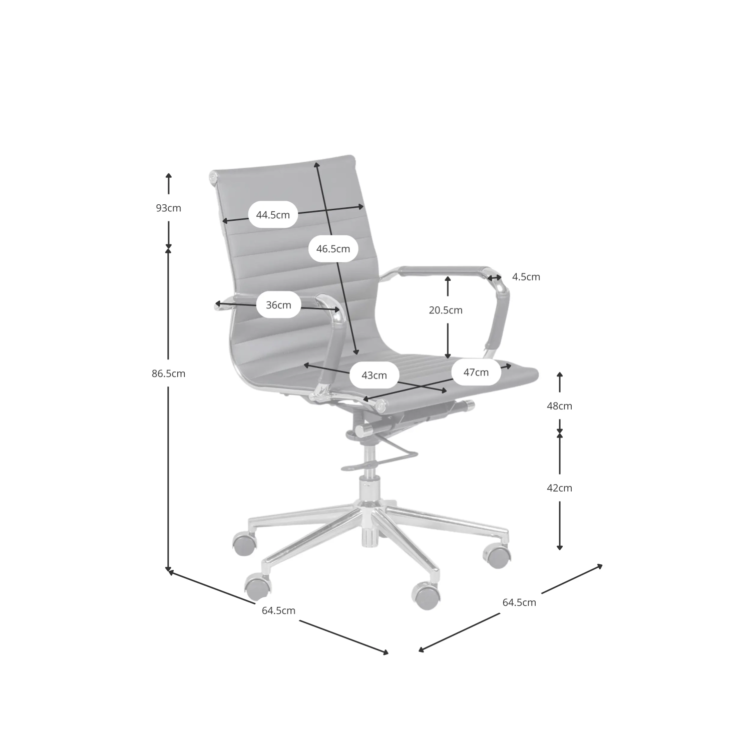 Silla de oficina Task respaldo bajo | Diseño moderno en polipiel y acero cromado