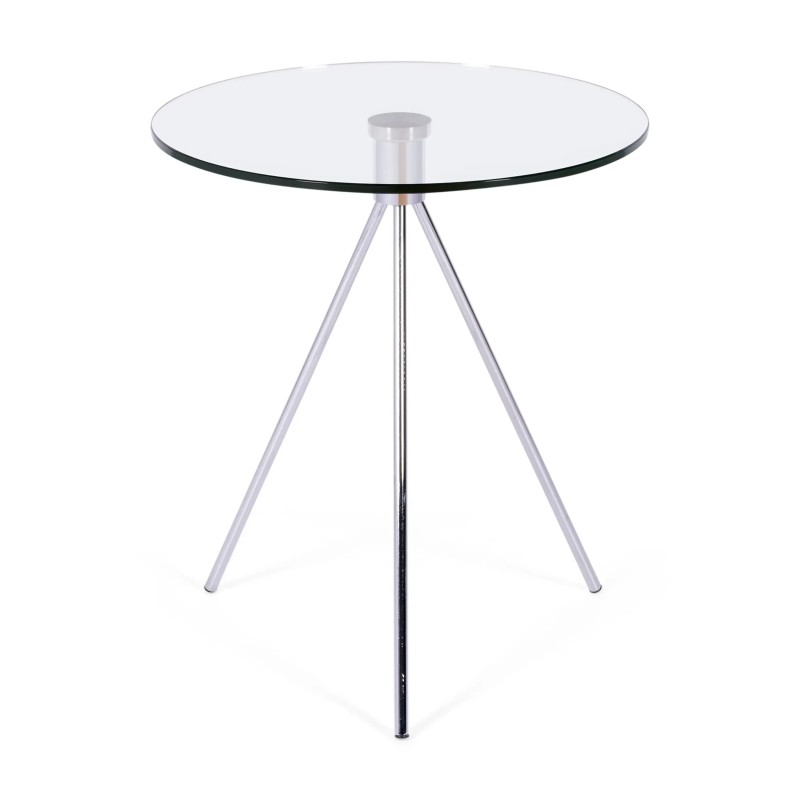 Mesa auxiliar Piccola | Cristal templado y acero cromado