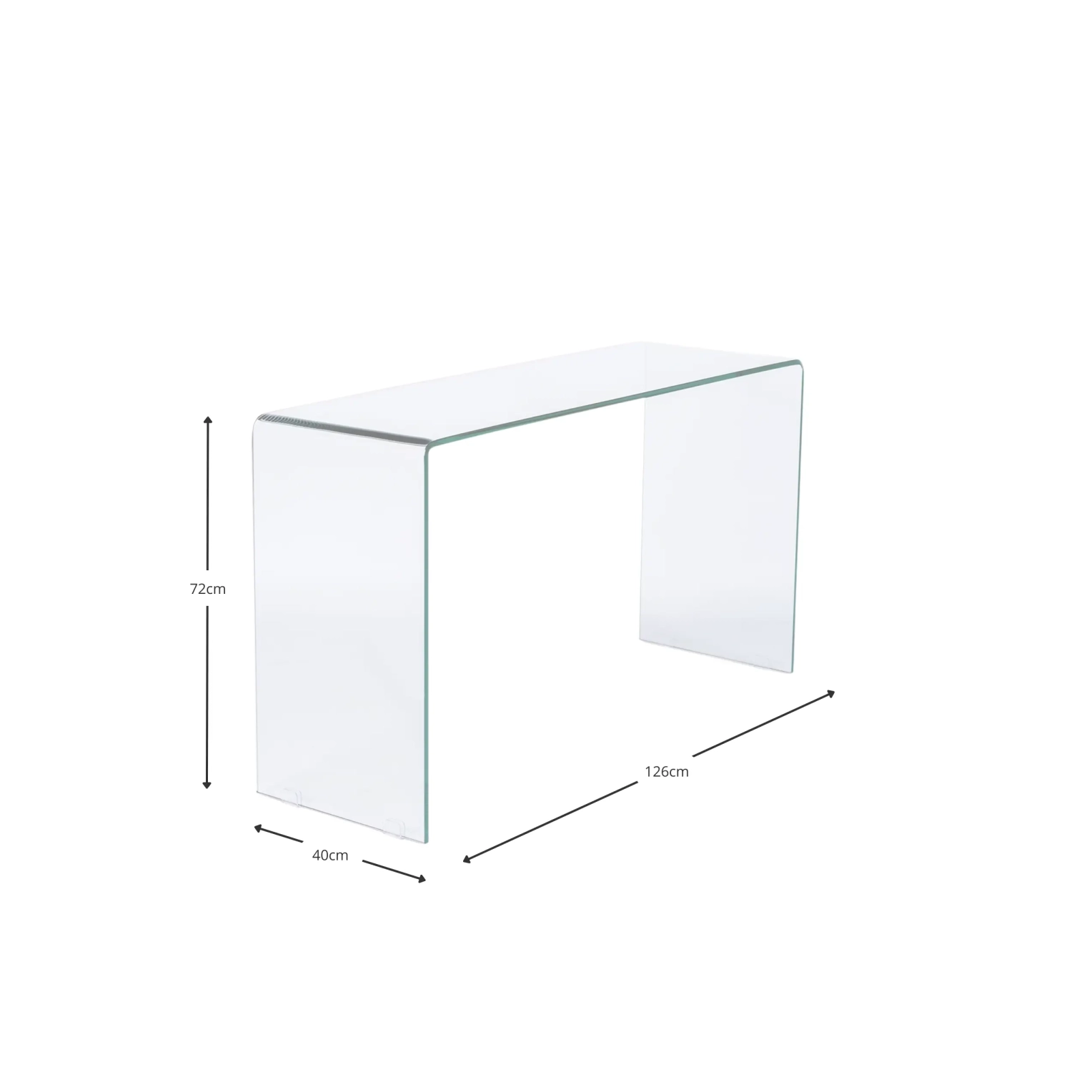 Konsolbord Ice Console : 12 mm klart härdat glas