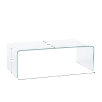 Coffee Ice soffbord : 12 mm transparent härdat glas