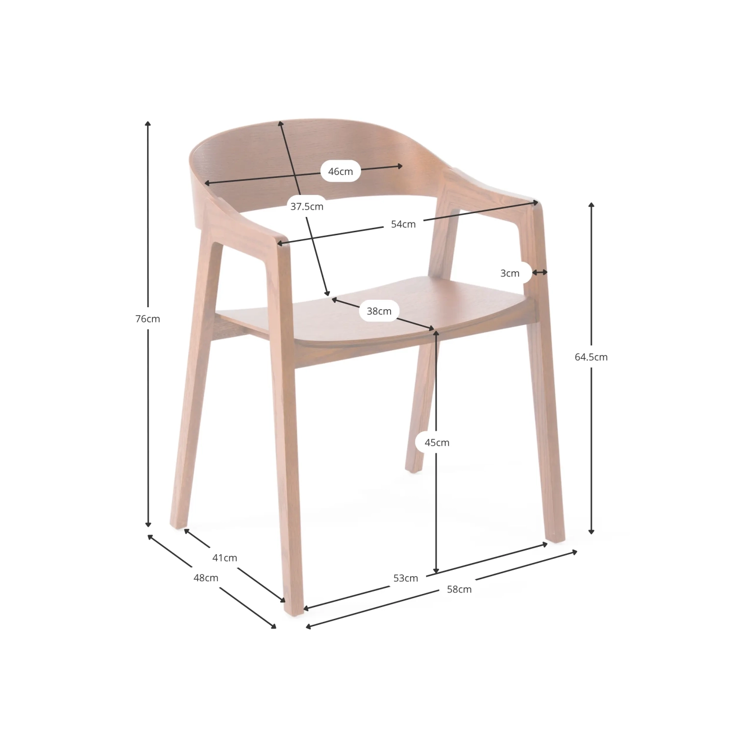 Severská dubová židle s područkami Soho | Skandinávský minimalistický design
