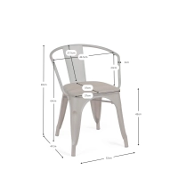 Bistro Arms Wood Chair | Industrial Chair with Armrests and Wooden Seat