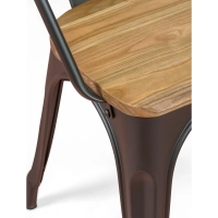 Bistro Silla de madera con brazos | Silla industrial con brazos y asiento de madera