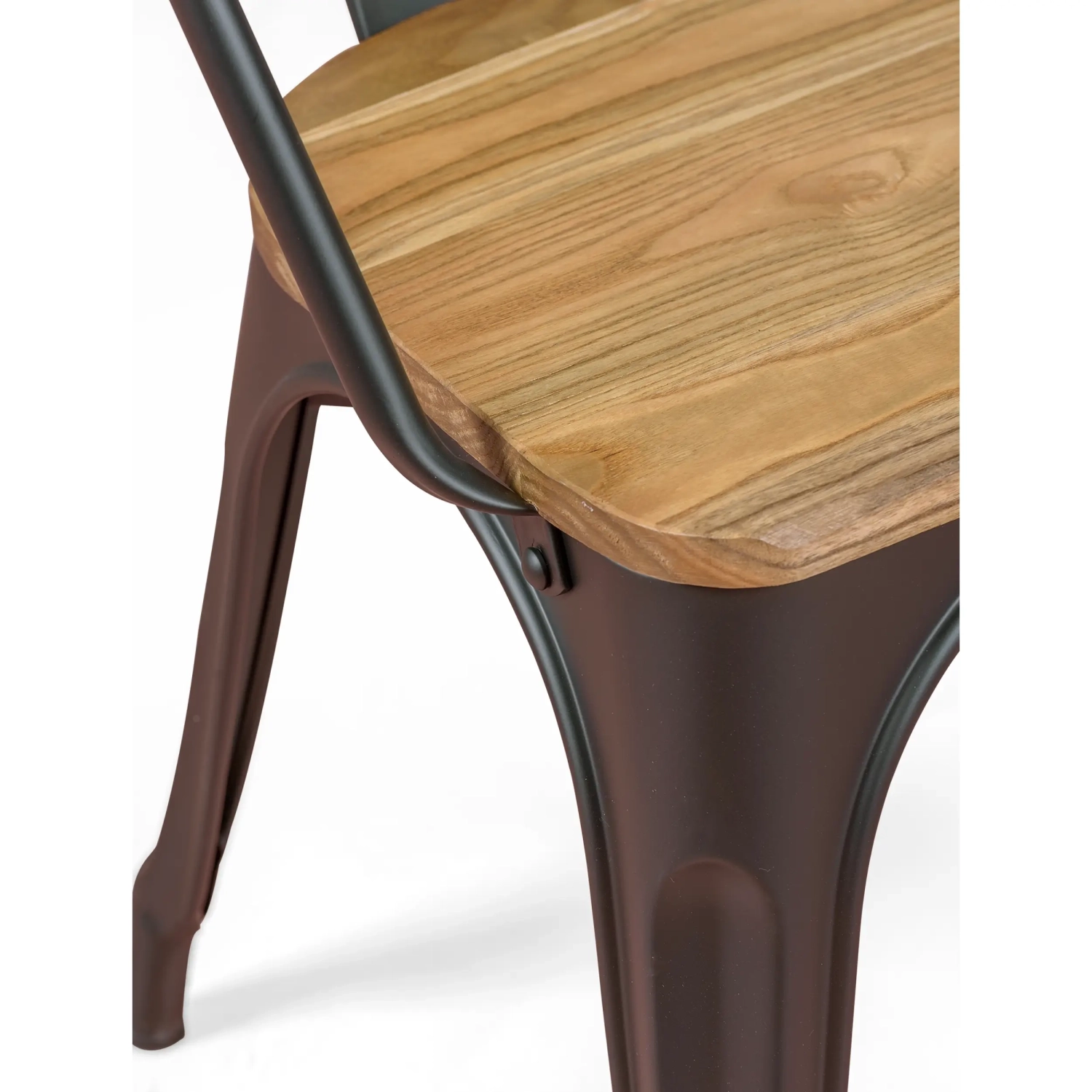 Bistro Arms Wood Chair | Industrial Chair with Armrests and Wooden Seat