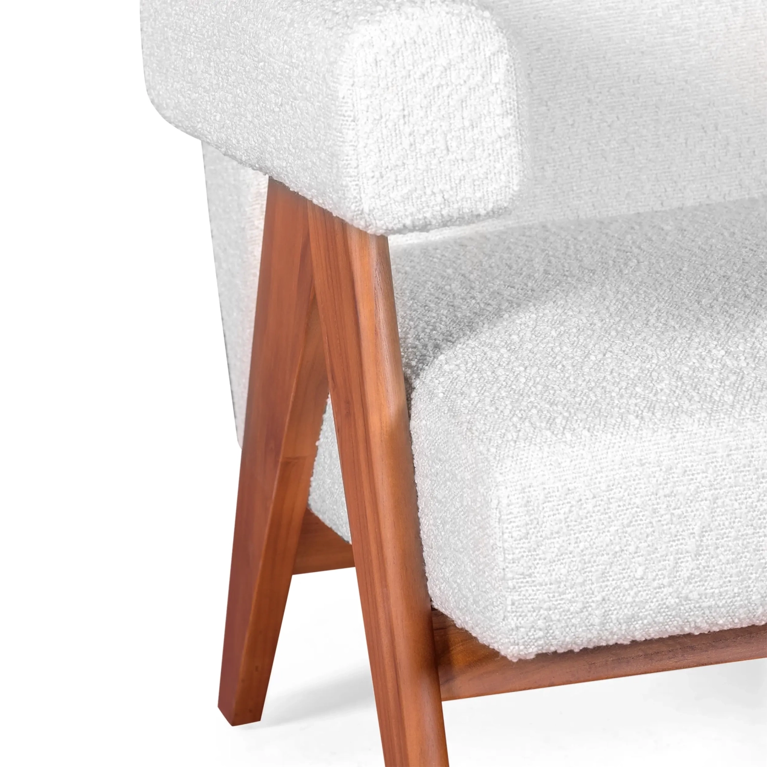 Cadeirão Confort lounge Compass em madeira e boucle - Mueble Design