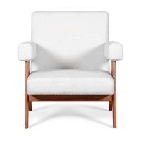 Sillón lounge Confort Compass en madera y boucle - Mueble Design