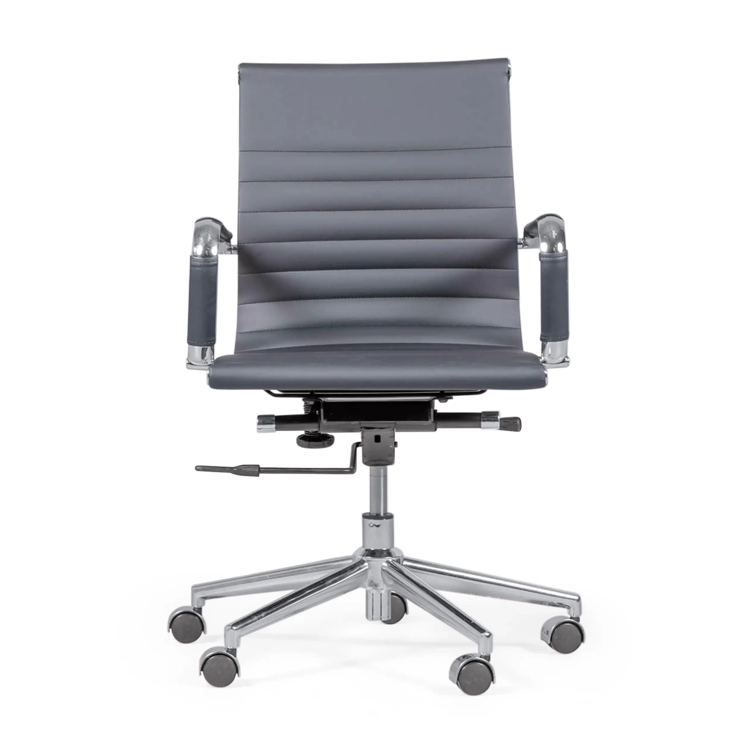 Bürostuhl mit niedriger Rückenlehne | Modernes Design aus Kunstleder und verchromtem Stahl