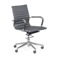 Kontorsstol med lågt ryggstöd | Modern design i konstläder och förkromat stål