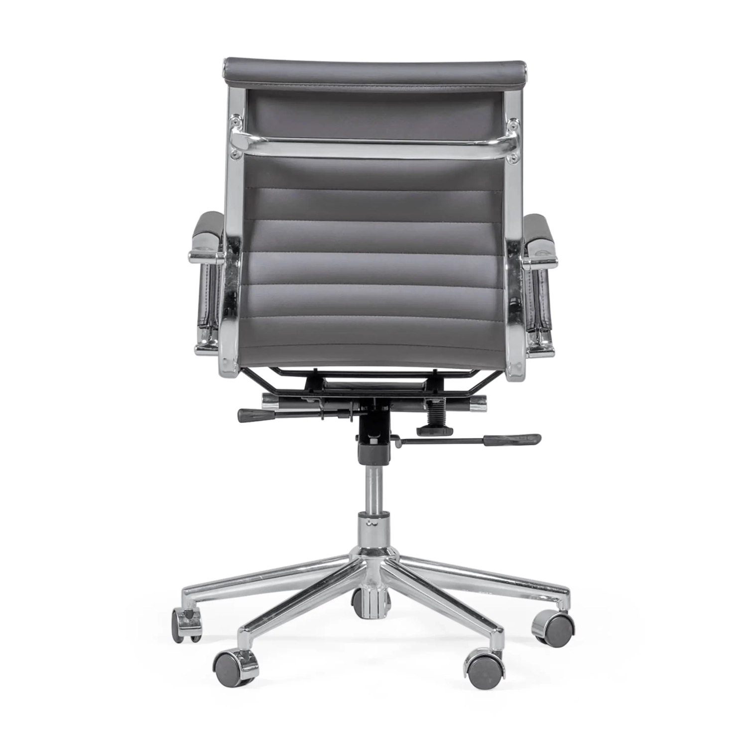 Task office chair with low backrest | Modern design in leatherette and chrome-plated steel