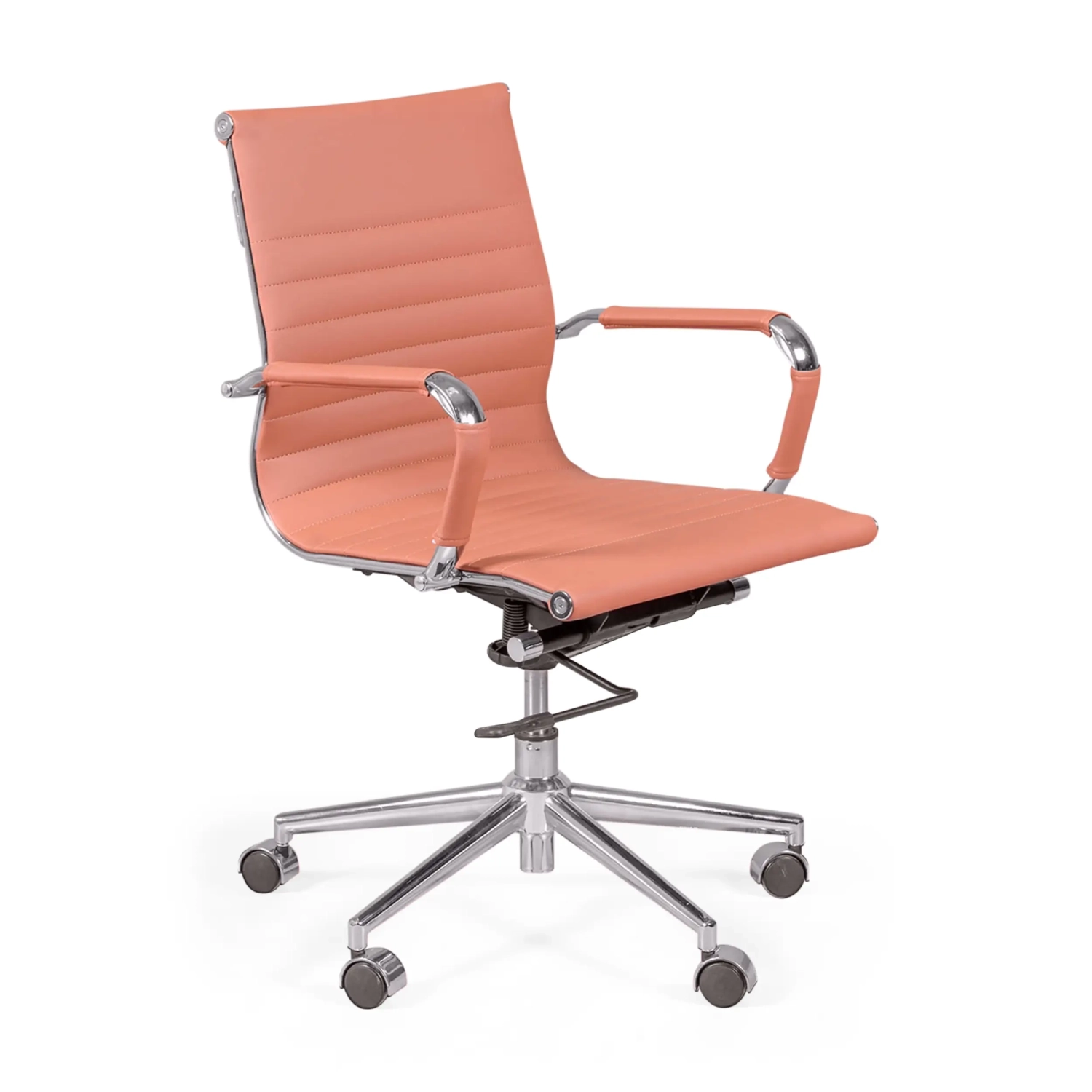 Sedia operativa per ufficio con schienale basso | Design moderno in similpelle e acciaio cromato