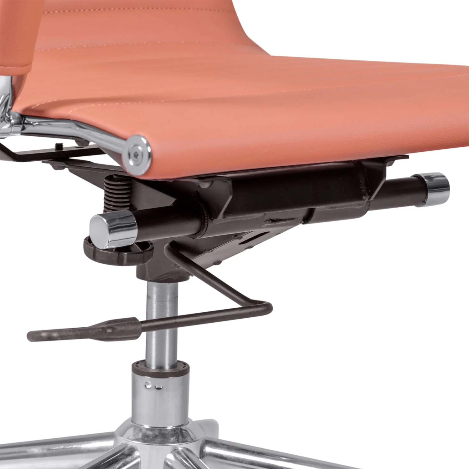 Task office chair with low backrest | Modern design in leatherette and chrome-plated steel