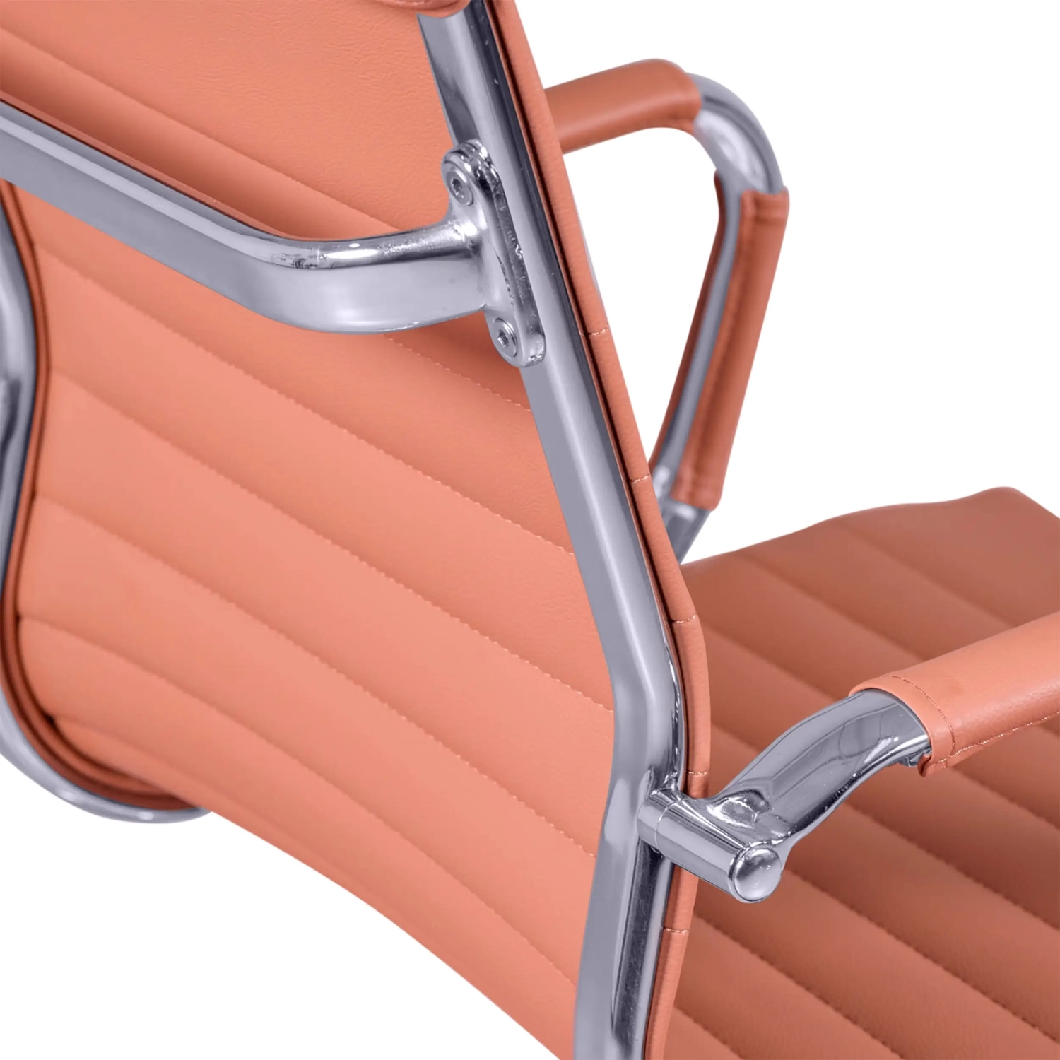 Task office chair with low backrest | Modern design in leatherette and chrome-plated steel