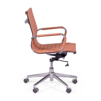 Bürostuhl mit niedriger Rückenlehne | Modernes Design aus Kunstleder und verchromtem Stahl