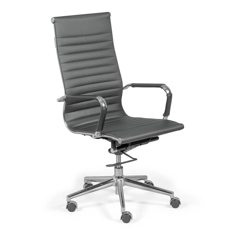 Krzesło biurowe z wysokim oparciem | Ergonomia i nowoczesny design z imitacji skóry