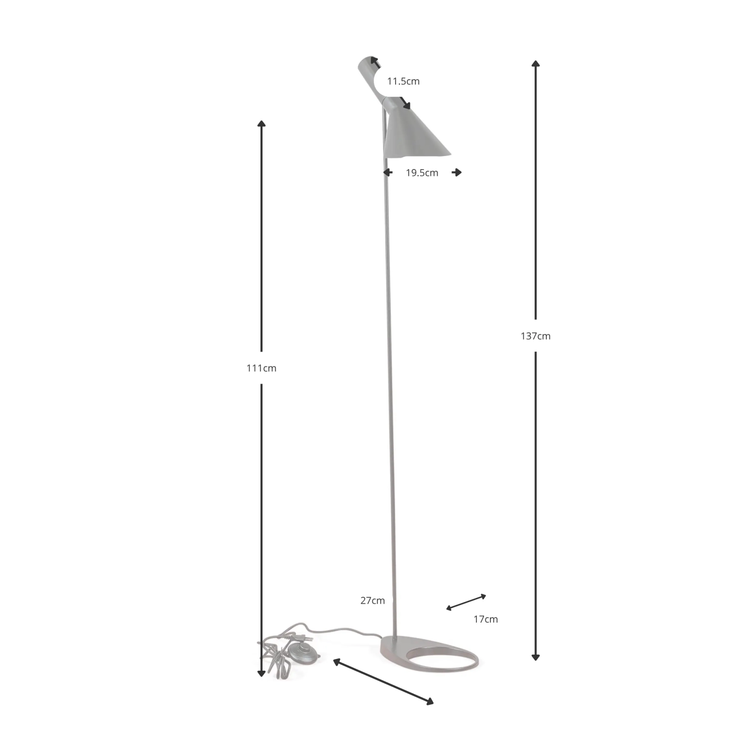 Lampada da terra Jhon | Design ispirato ad Arne Jacobsen in acciaio