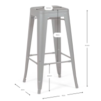 Hocker industriell Bistro 76 cm | Blankstahl stapelbar