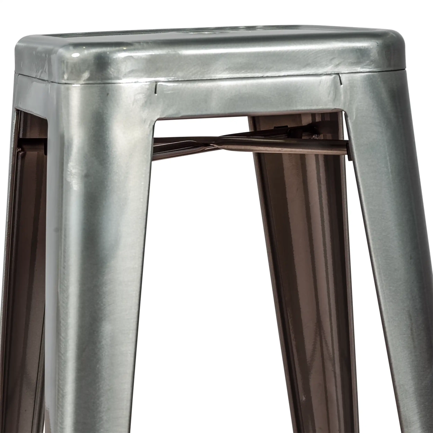 Hocker industriell Bistro 76 cm | Blankstahl stapelbar