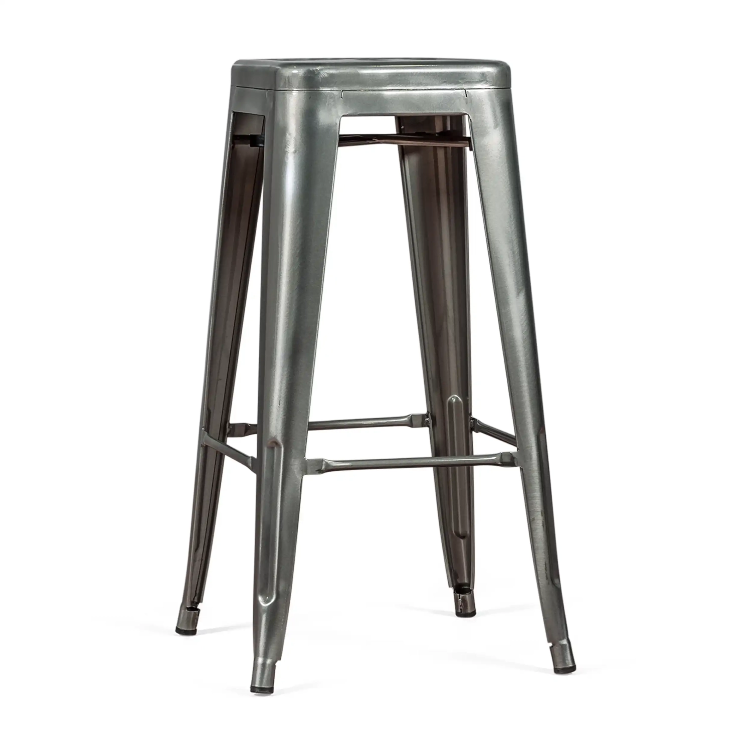 Stolička průmyslový Bistro 76 cm | Světlá ocel stohovatelná