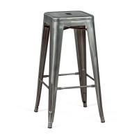 Tamborete industrial Bistro 76 cm | Aço brilhante empilhável