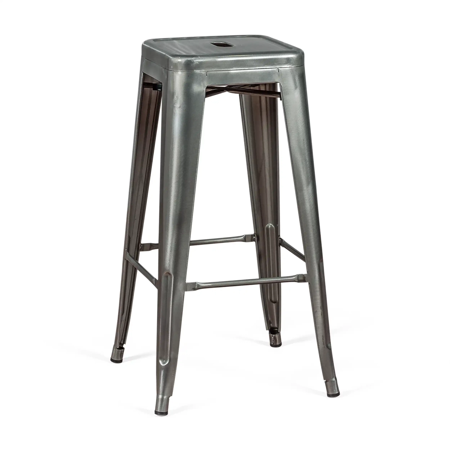 Hocker industriell Bistro 76 cm | Blankstahl stapelbar
