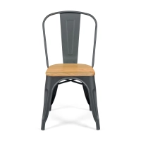 Sedia impilabile Bistro | Acciaio opaco e legno massiccio, stile industriale