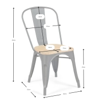 Stackable chair Bistro: Industrial style, matte steel and solid wood