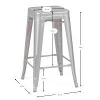 Taburete industrial Bistro 66 cm | Acero apilable brillante o mate