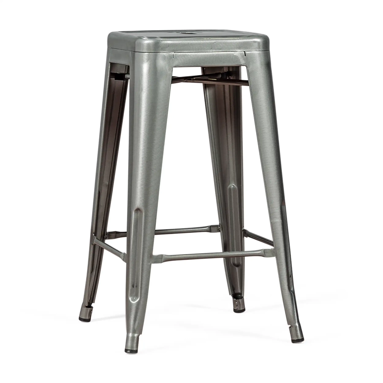 Sgabello Bistro industriale 66 cm | Acciaio impilabile lucido o opaco