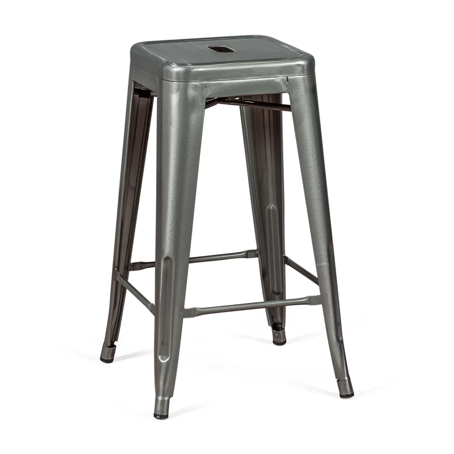 Sgabello Bistro industriale 66 cm | Acciaio impilabile lucido o opaco
