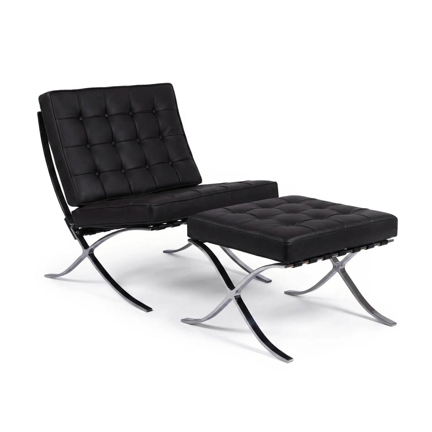 Inspiracja Krzesło Barcelona ze Skórzanym Podnóżkiem - MuebleDesign