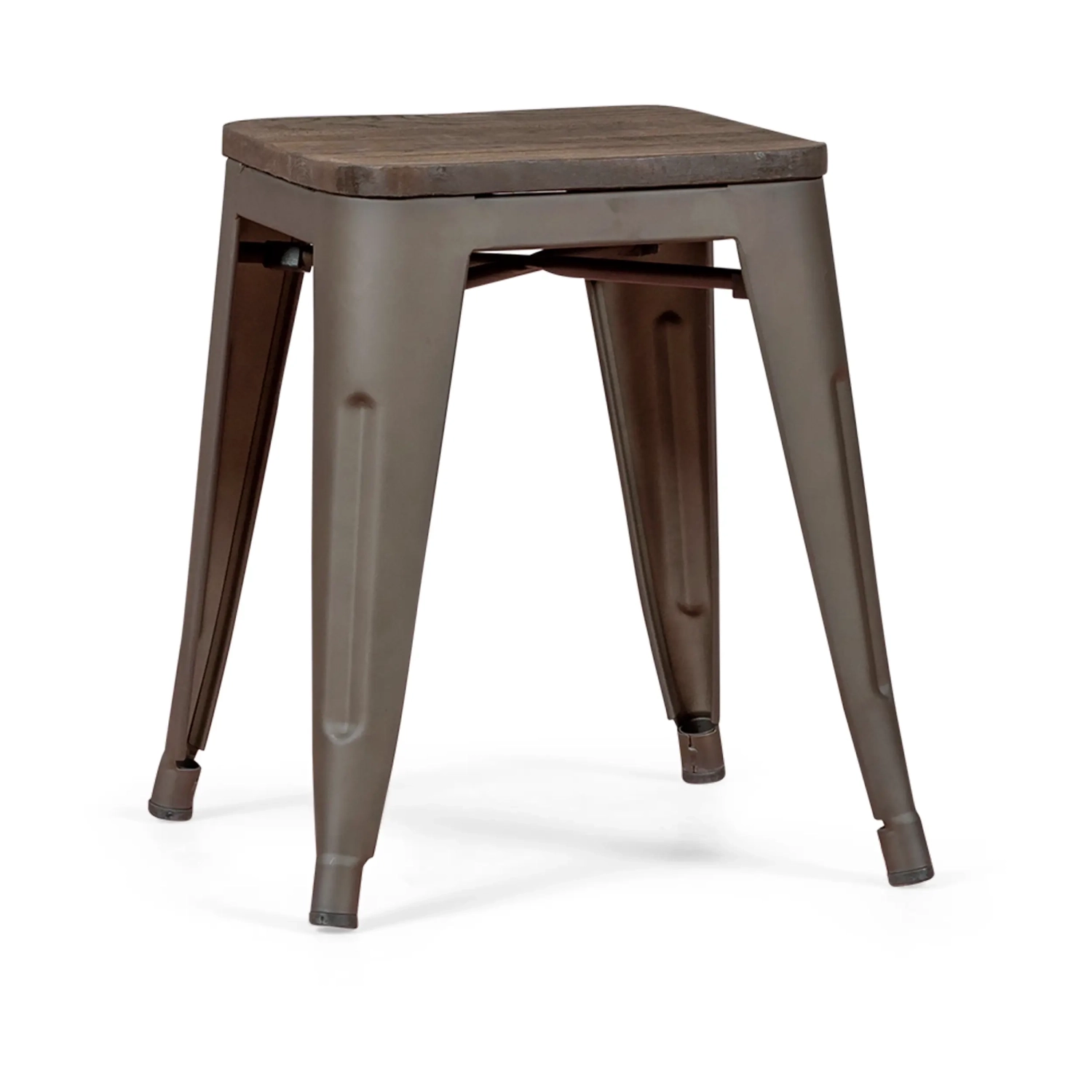 Sgabello industriale Basso Con Seduta In Legno Bistro Antique