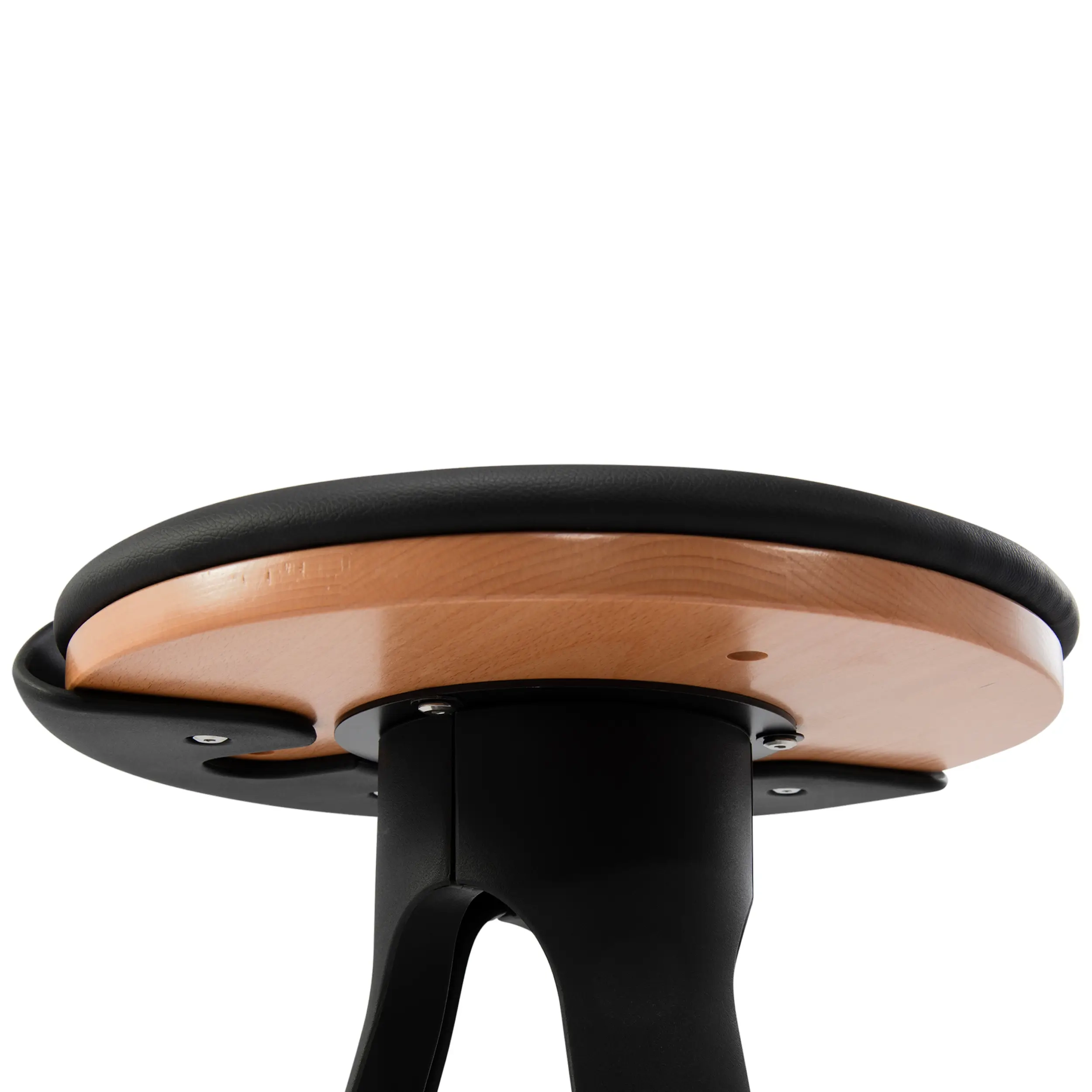 Taburete Deco de diseño con asiento de haya y polipiel