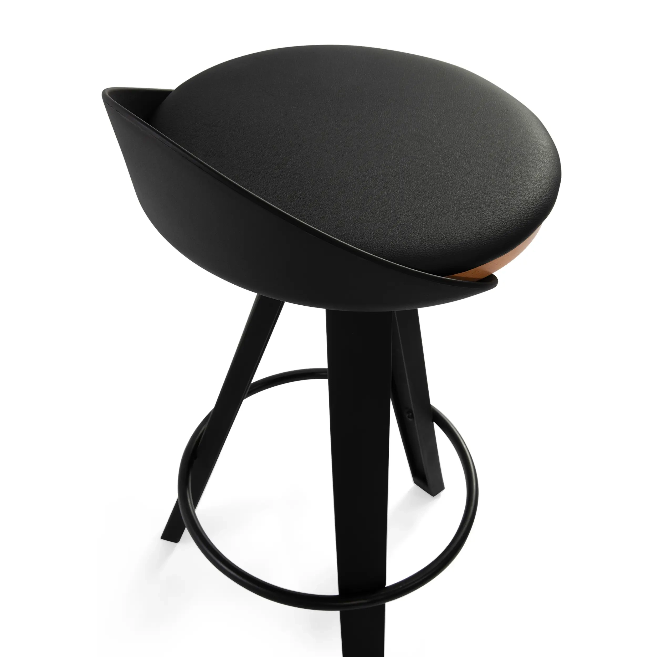 Taburete Deco de diseño con asiento de haya y polipiel
