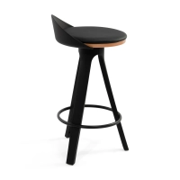 Tamborete Design deco com assento em faia e couro sintético