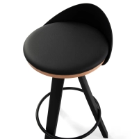 Tamborete Design deco com assento em faia e couro sintético