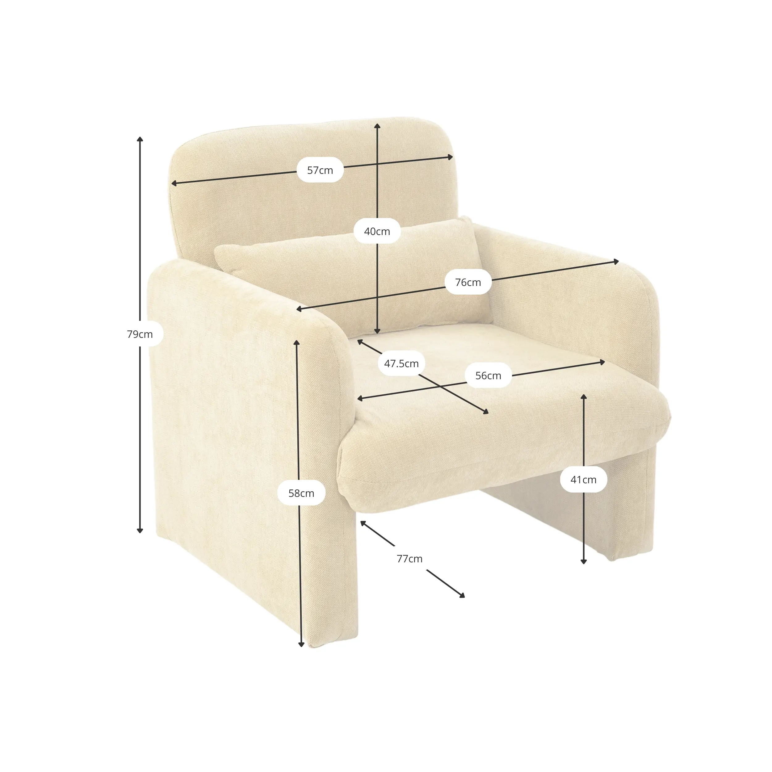 Bristol minimalist upholstered armchair : High-density foam