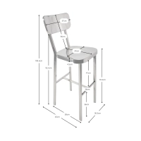 Sgabello acciaio inox cromato alto - Delawere
